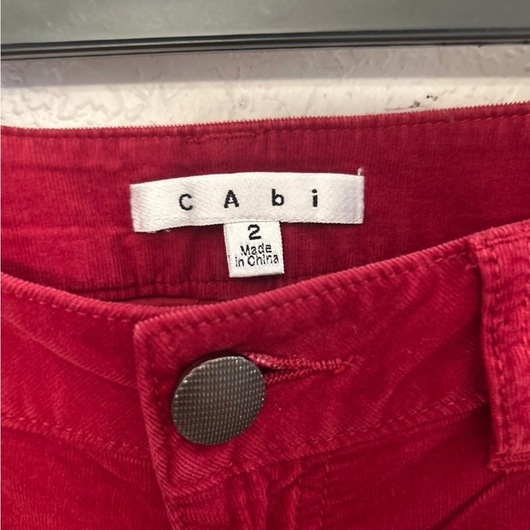 Cabi lightweight Valentine’s Day red corduroy‎ skinny pants size 2 - Picture 2 of 3